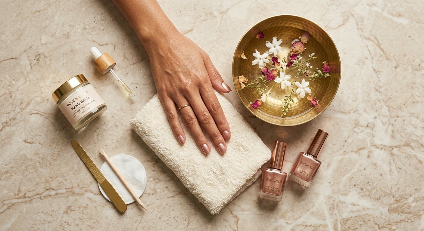 Handpflege und Nagellack-Fläschchen